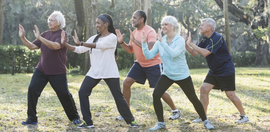 A group of seniors stretching