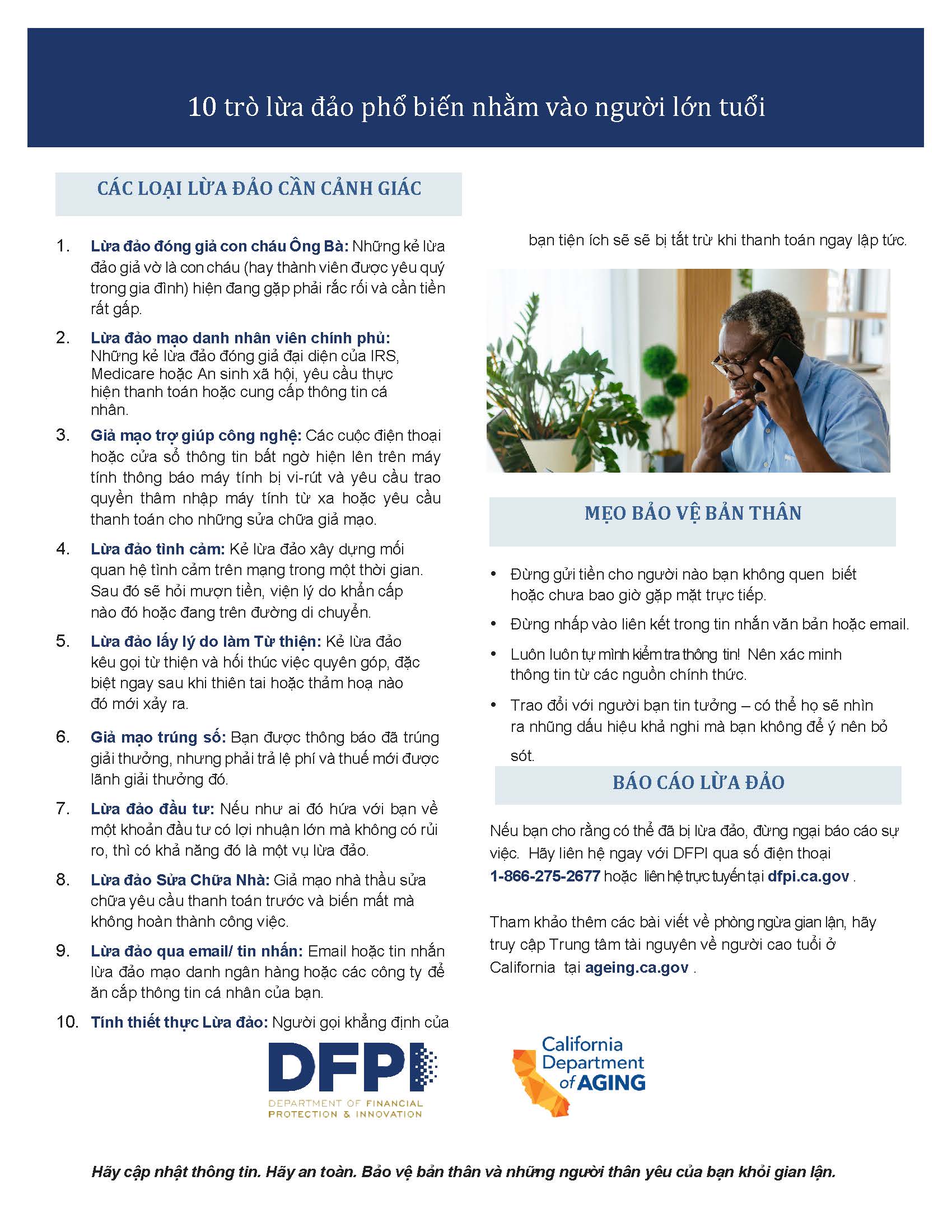 10 common scams that target older adults guide image in Vietnamese